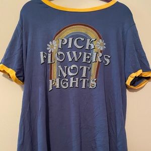 pick flowers not fights rainbow print